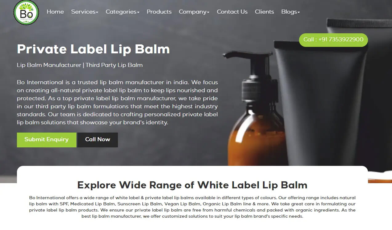 bo international lip balm manufacturer